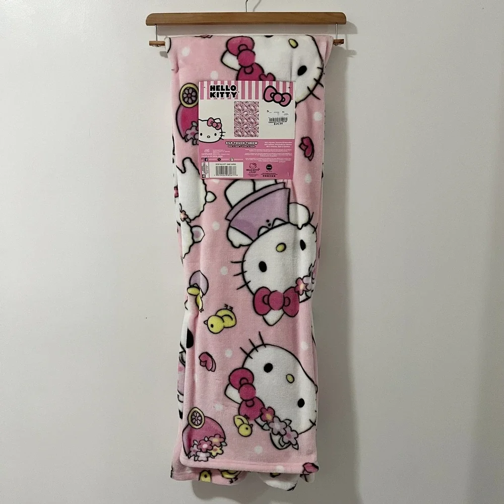 Hello Kitty Silk Touch‎ Throw Blanket Pink White Cartoon Character Fleece 50x70